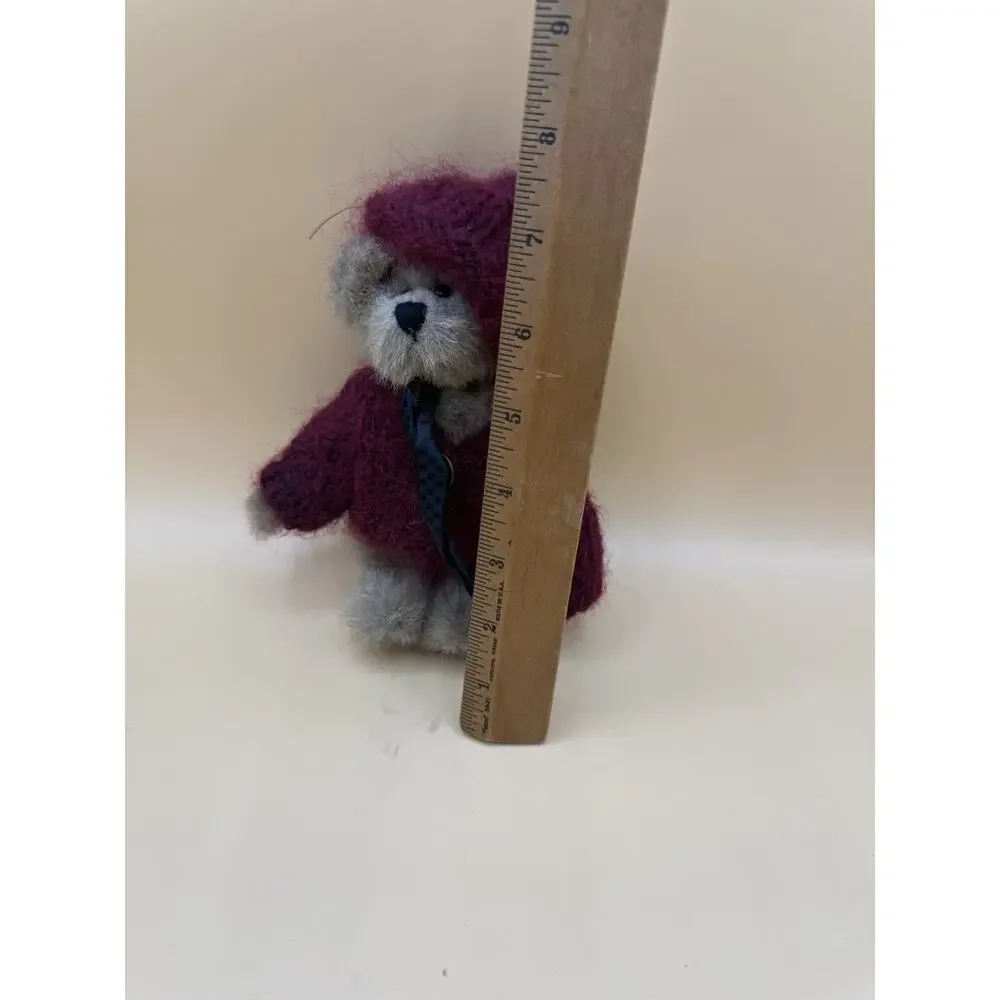 Boyds Bears Plush 8” Burgundy Hooded Sweater Stuffed Teddy Bear Vintage